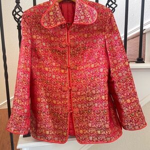 Elegant Red and Gold Women's Chinese Qi Pao jacket